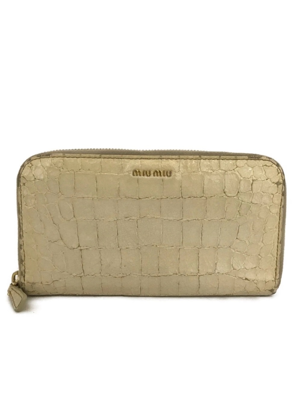 Miu Miu Croc-Embossed Leather Zip-Around Continental Wallet 👝